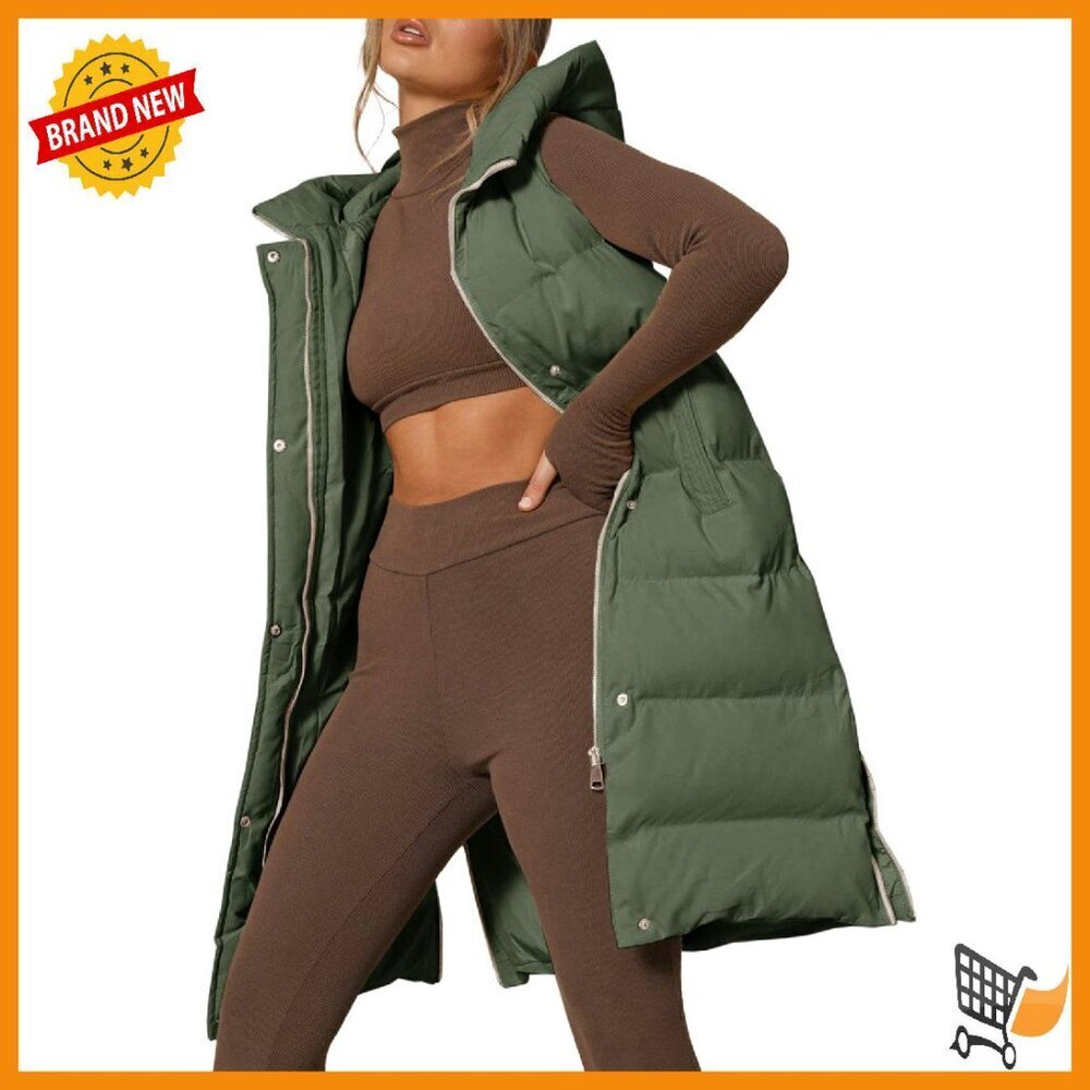Women's Down Vest Hooded Sleeveless Puffer Jacket Coats